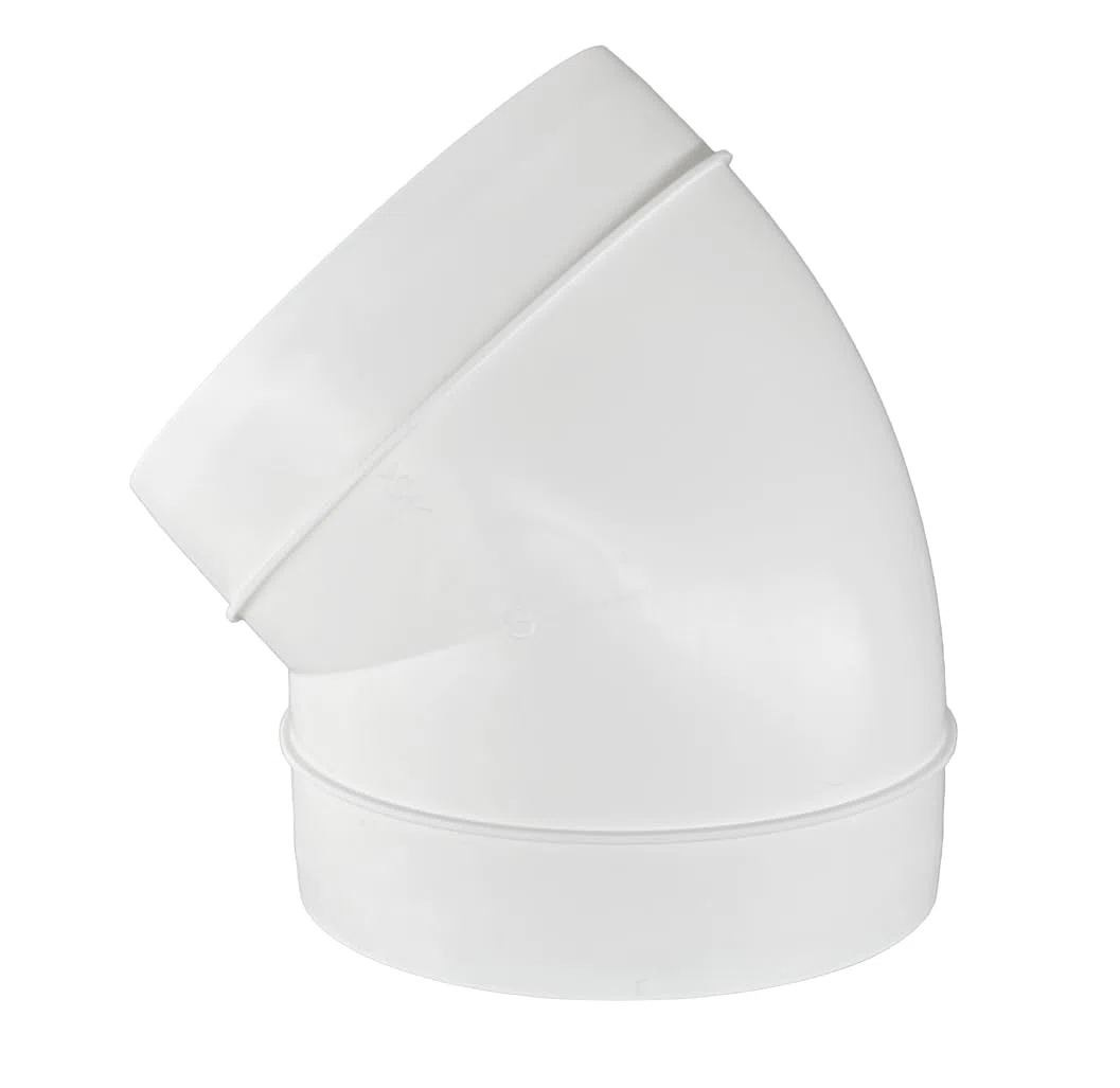 H&C VENT Tubo a Gomito 45 Gradi, Scarico e Ventilazione 150 mm, Plastica per Cappa, Angolare (45 Gradi, 150)