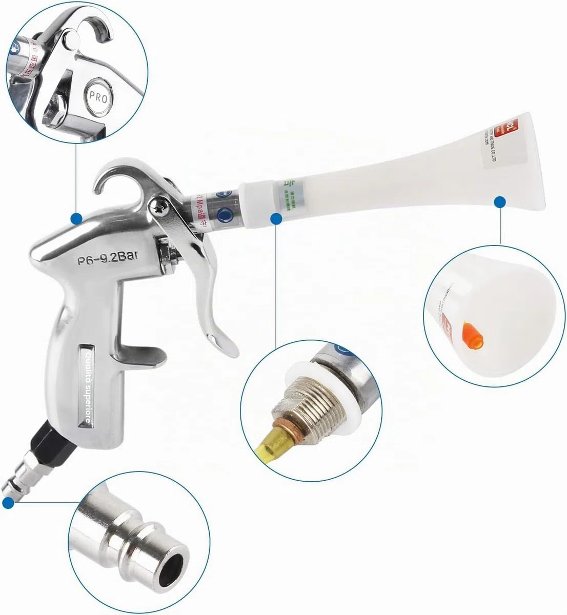Pistola per la Pulizia a Secco, ad Aria Compressa, Alta Pressione, Classica Senza Contenitore, Blow Gun Classic