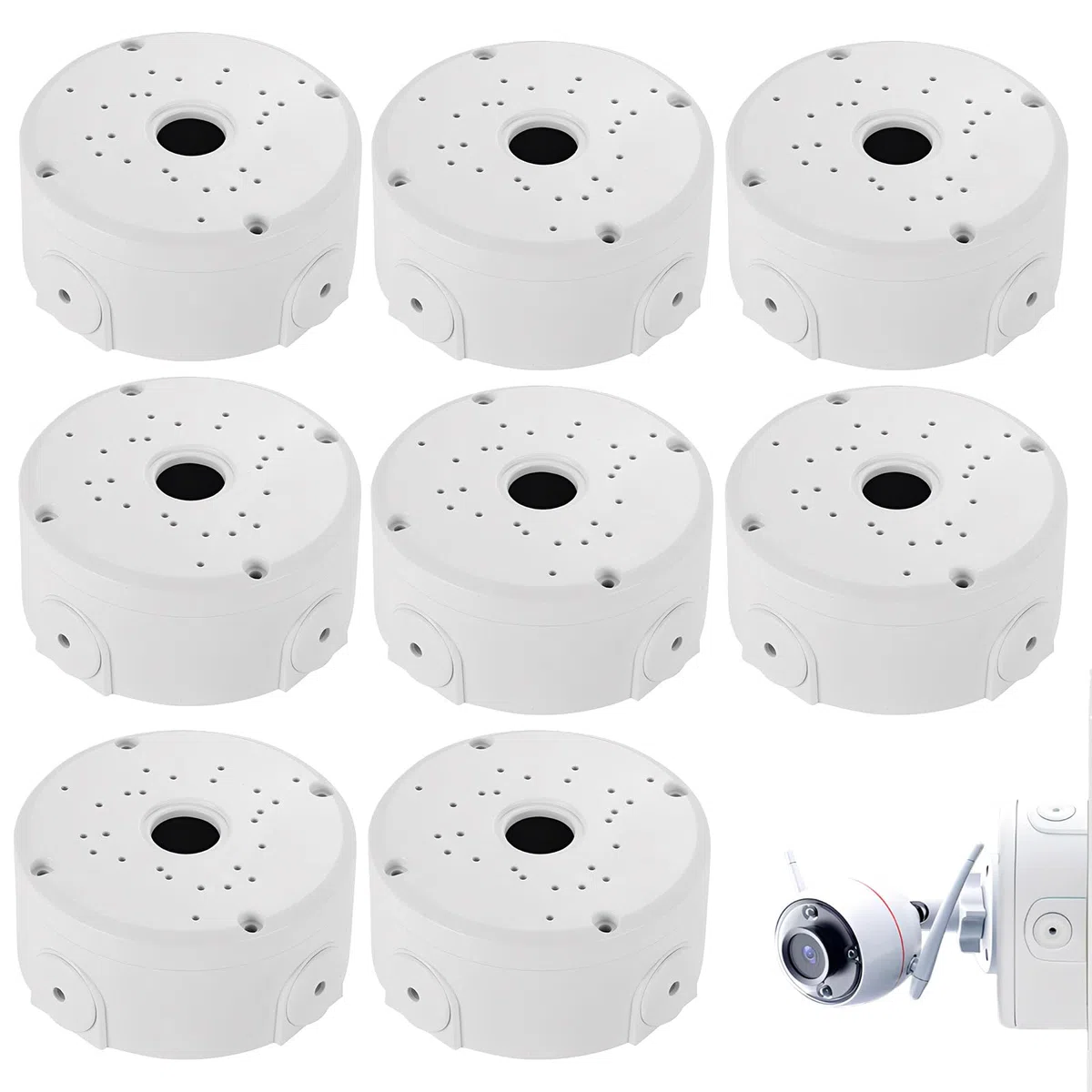8 pezzi scatola di giunzione impermeabile: Junction Box, scatola di giunzione per fotocamera, scatola di derivazione universale, scatola di montaggio per telecamera di sorveglianza per bullet