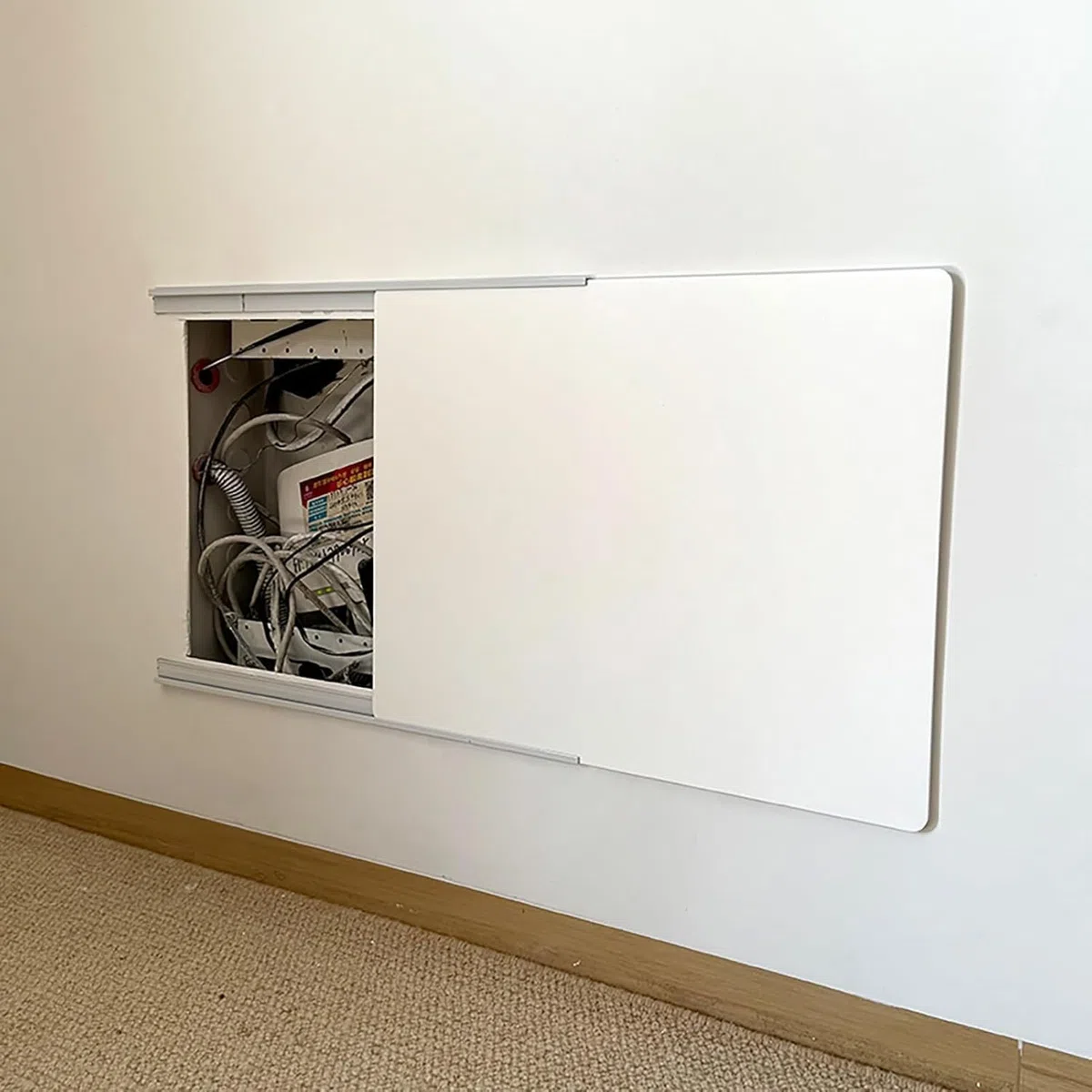 Xiao Ren Copri Quadro Elettrico Copertura Scorrevole per Quadro Elettrico con Guida Autoadesiva Copertura Decorativa per Scatola del Contatore Elettrico Extra Sottile Copertura,09,35x25cm