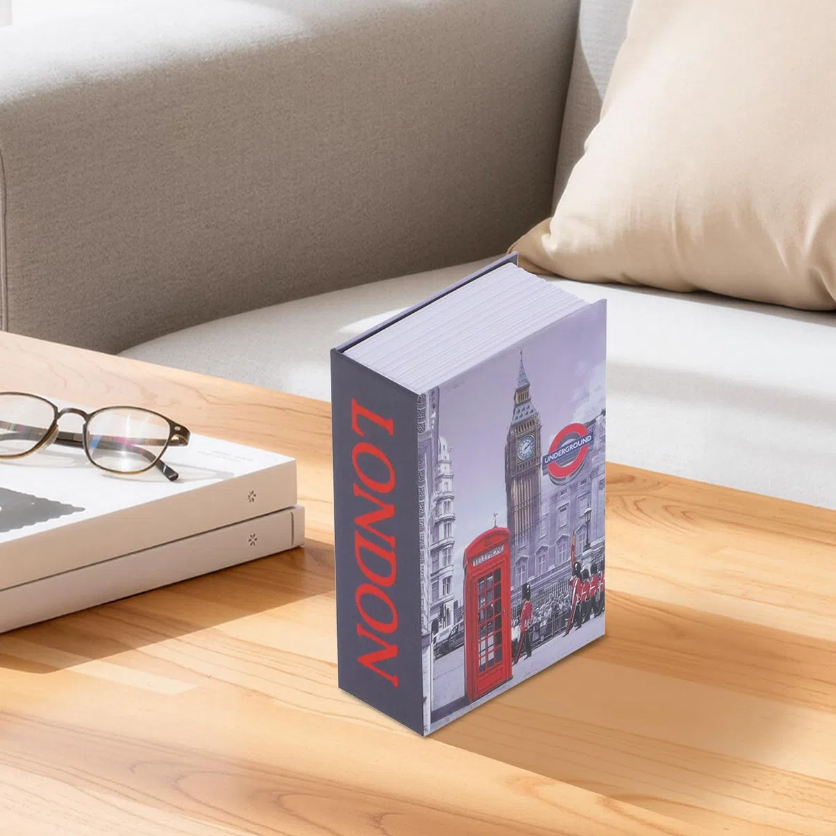 Libro Cassaforte con Combinazione, 18 x 12 x 5,5 cm Orologio di Londra Libri Cassetta Segreto armadietto di Sicurezza Scrigno Portavalori per Money Gioielli in Contanti