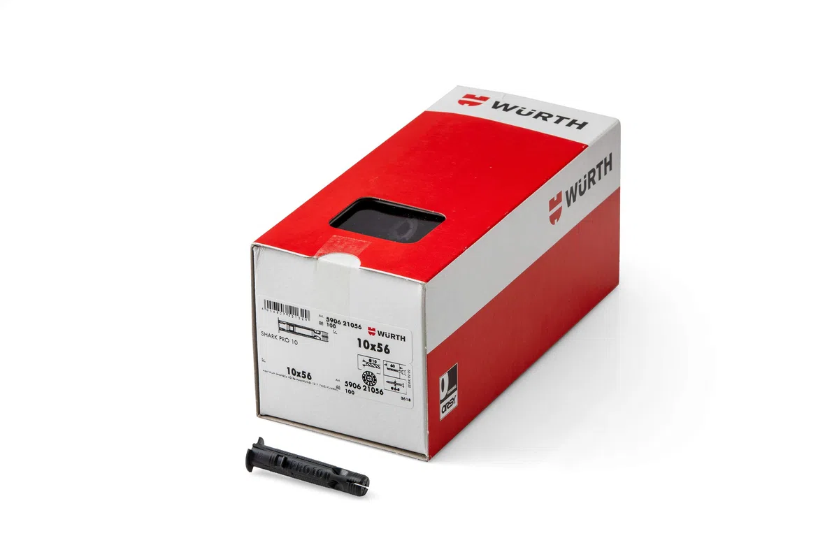Würth - Tasselli multiuso in plastica, Shark Pro, 10 x 56 mm, Shark, contenuto della confezione: 100 pezzi