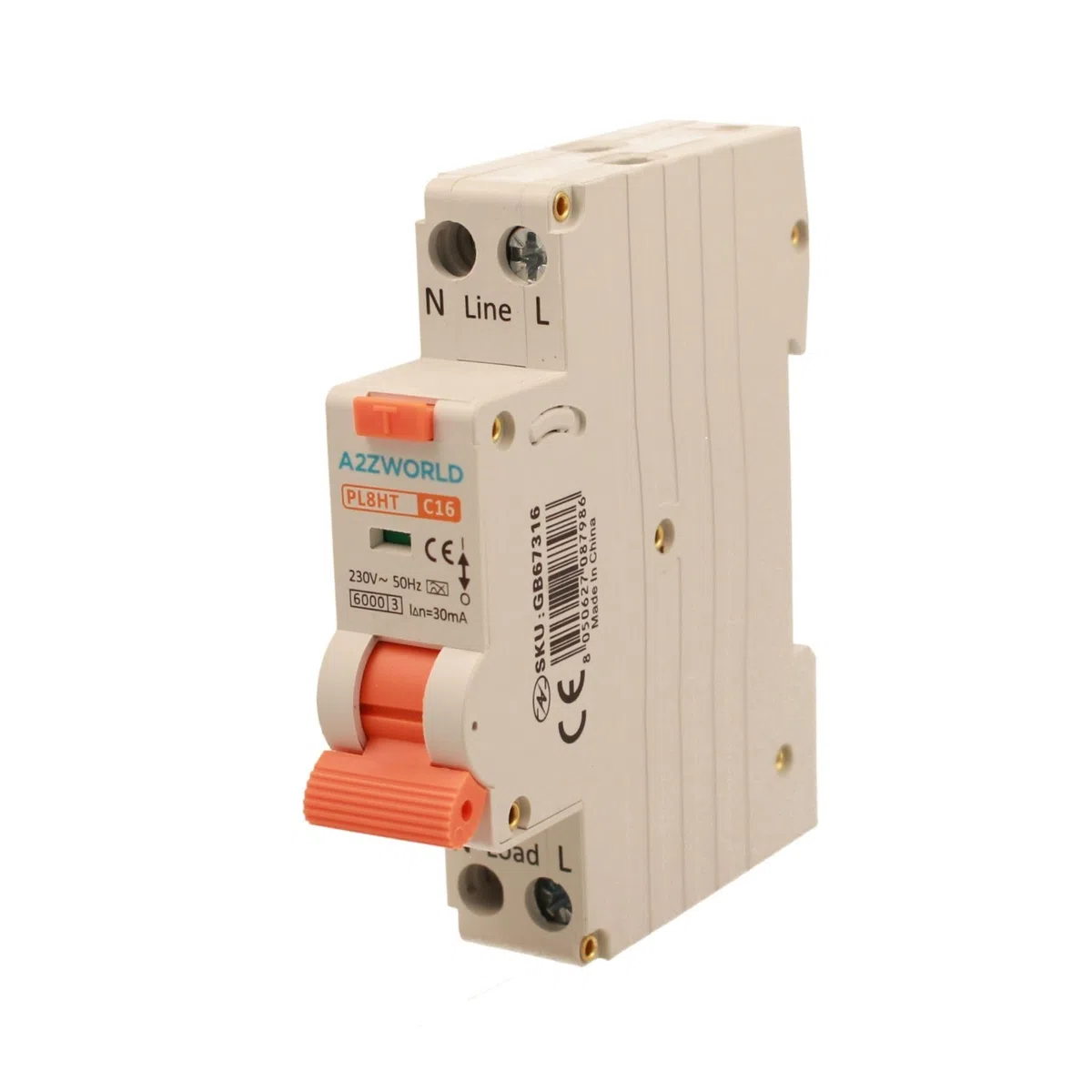 Interruttore Differenziale Magnetotermico 1 Modulo Tipo A, 16A C16, RCBO Slim 1P+N 6kA 30mA 220V, Curva C, Serie PL8HT Professionale