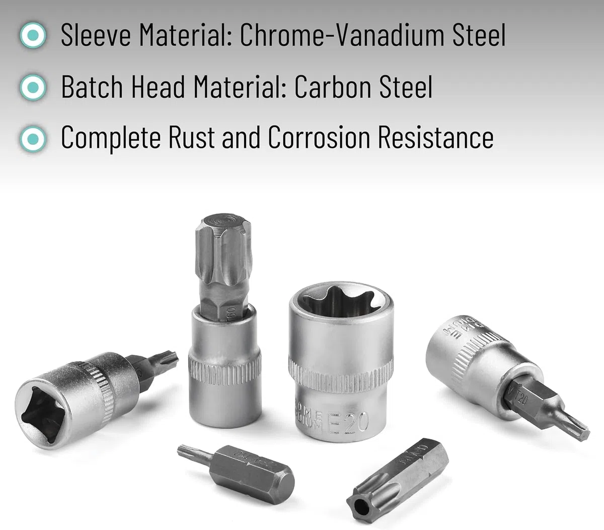 Set da 34 pezzi di Chiavi a Bussola con Cricchetto, Bussole Torx Femmina Robuste con Cricchetto, Inclusi Inserti Torx per Chiavi Multifunzionali