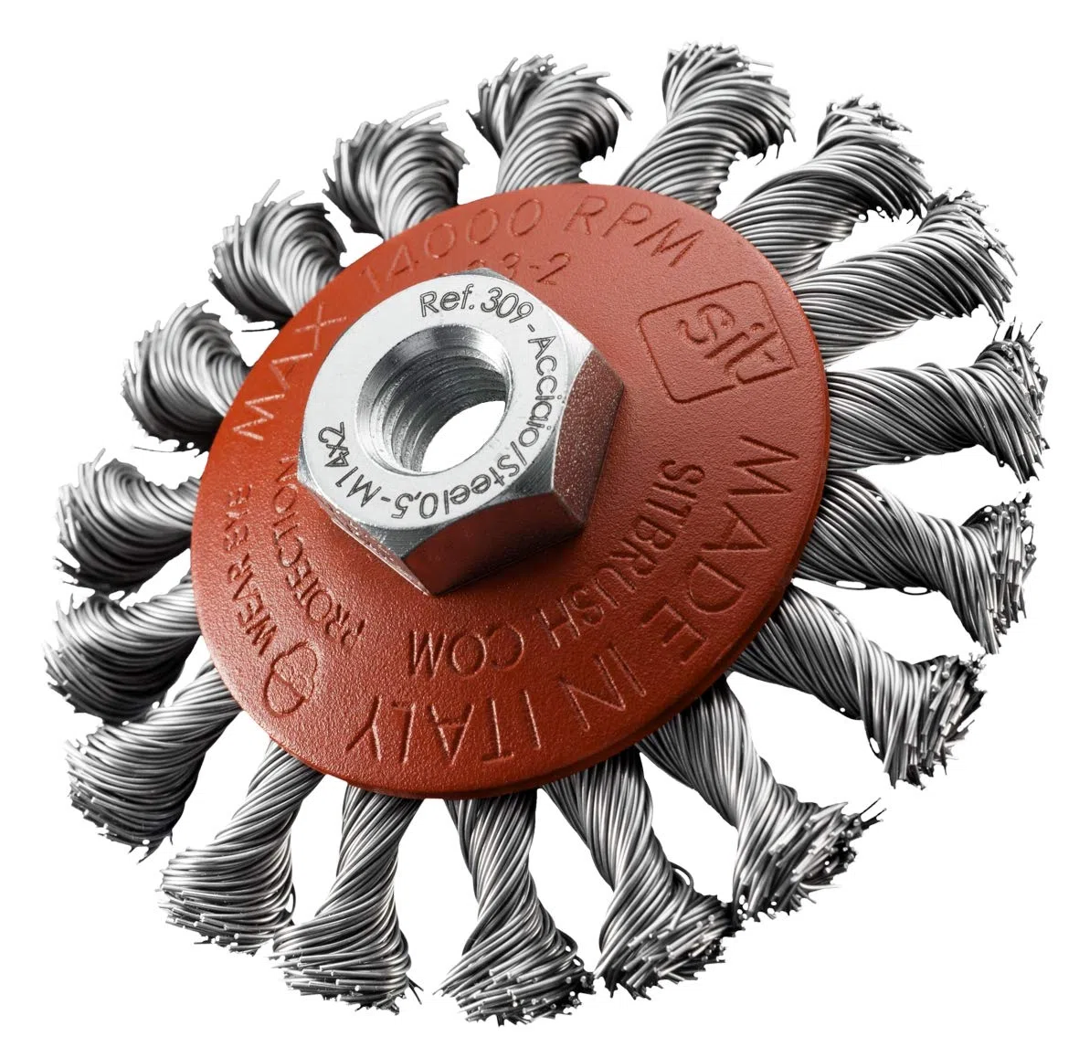 Sit-Spazzola Abrasiva Conicia In Acciaio A Mazzetti Ritorti Per Smerigliatrice D.95Mm