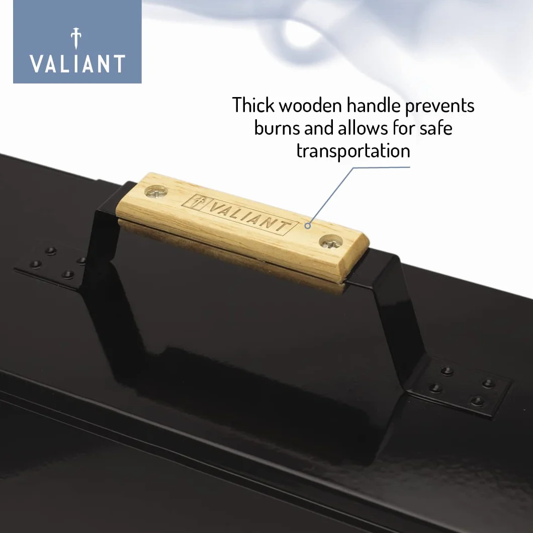 Valiant Fireside - Portacenere in metallo, nero, 45 cm x 26 cm x 12 cm