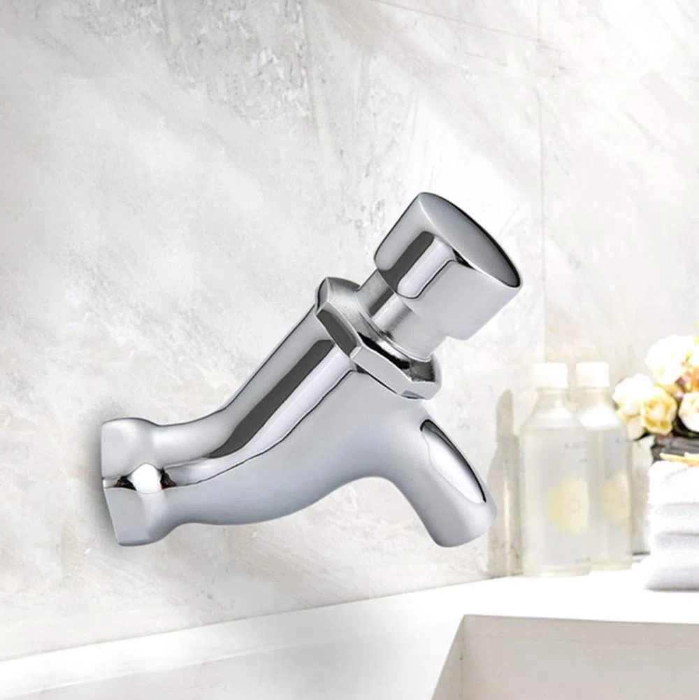 Rubinetto a muro con chiusura automatica a un foro per risparmiare acqua rubinetto freddo rubinetto in rame rubinetto di ritardo per lavabo pubblico Ktchen Bagno Giardino Patio Lavandino Rubinetti