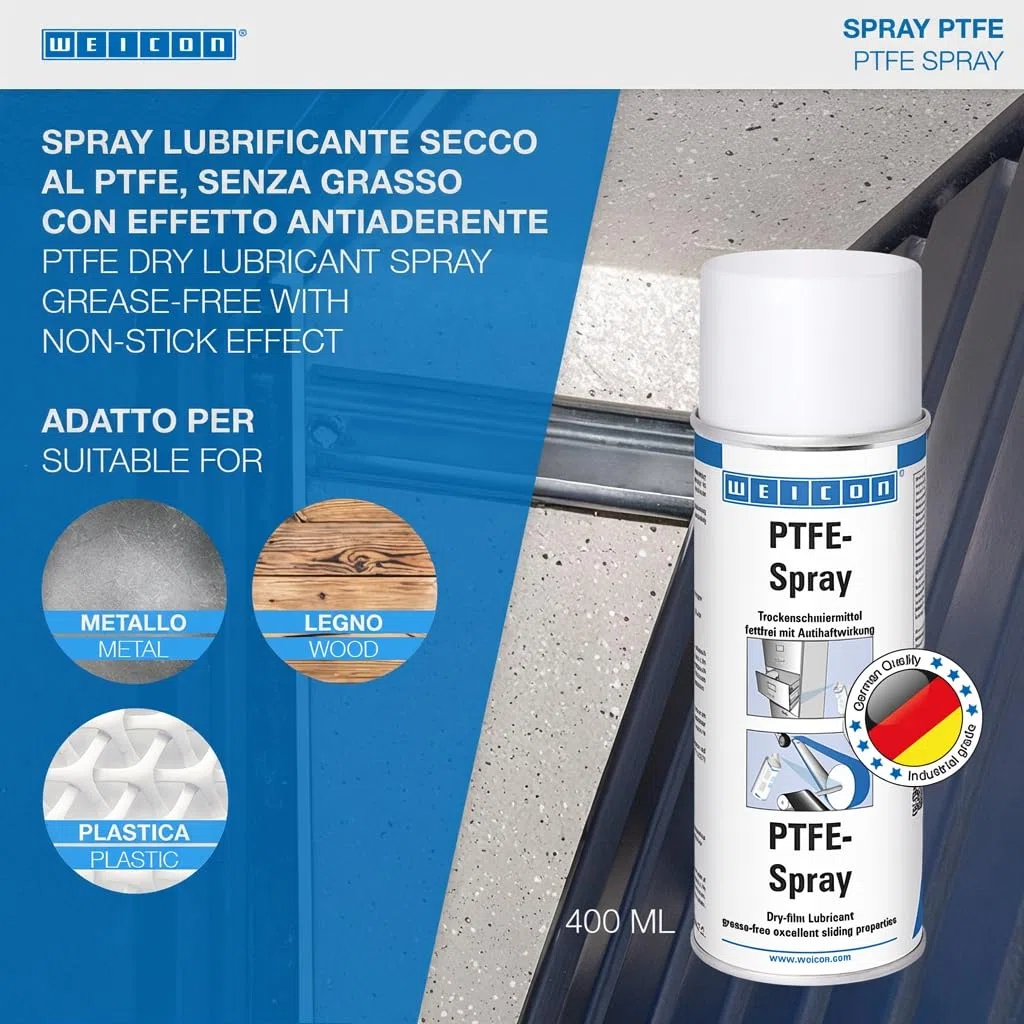 WEICON PTFE Spray 400 ml di lubrificante secco resistente al calore con effetto antiaderente