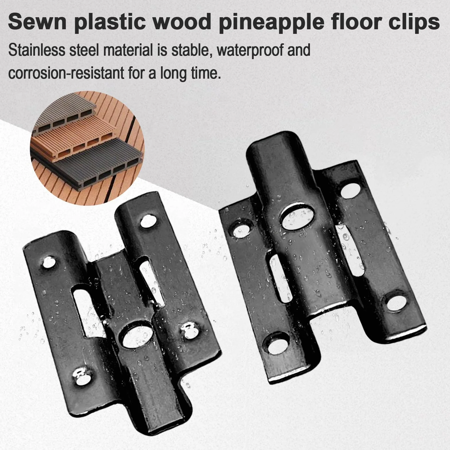 100 pezzi, clip di fissaggio in acciaio inox per pavimentazione in WPC, clip per assi in WPC, fissaggio invisibile per terrazza con viti per assi WPC, clip a T, fissaggio nascosto (nero 7 mm)