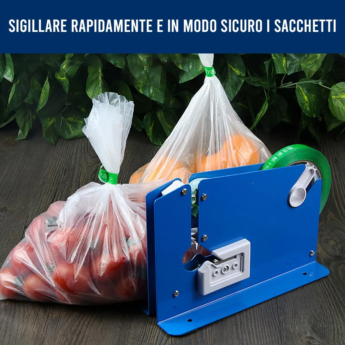 Sigillante a Nastro Adesivo per Sacchetto di Plastica, Nastro Sigilla Sacchetti, Nastro Extra da 6 Rotoli (Blu)