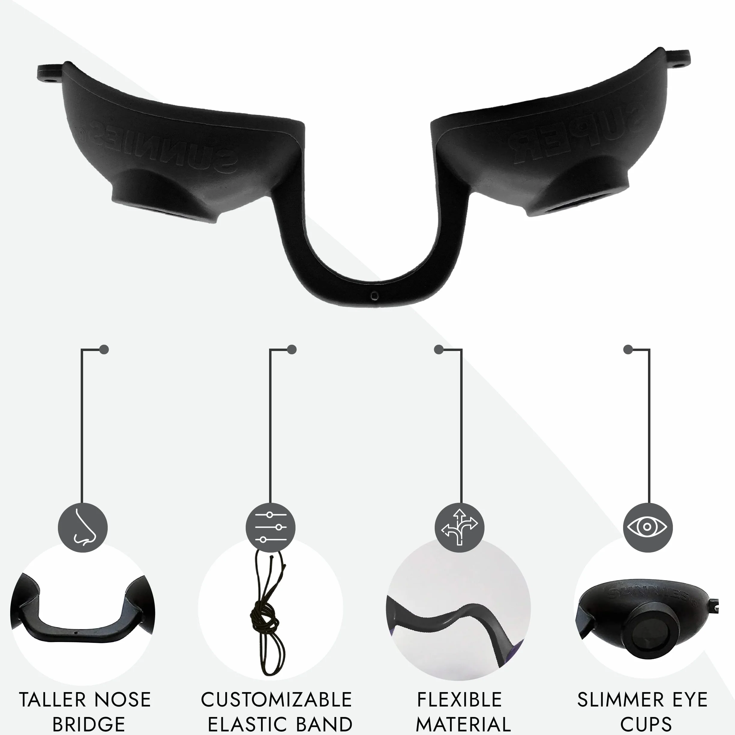 Super Sunnies EVO FLEX Sunnies Flessibile Tanning Bed Goggles Eye Protezione UV Black Glasses... by