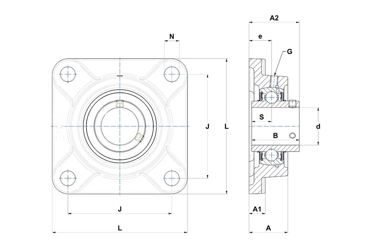 Supporto in ghisa a flangia quadra autoallineante UCF211 cuscinetto 55 mm LDI