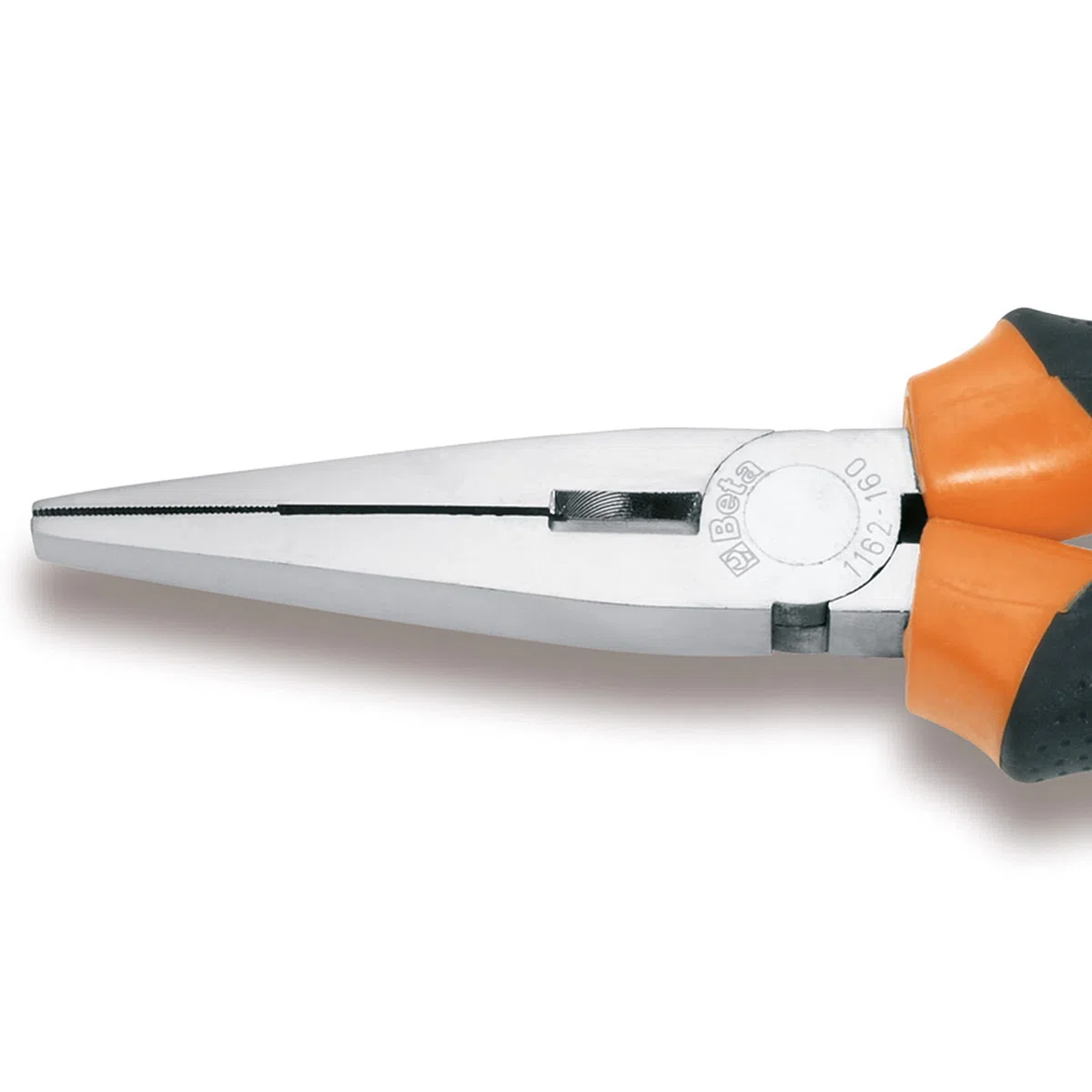 BETA - Pinza Becchi Piatti Lunghissimi Diritti Zigrinati Cromati con Impugnatura Bimateriale Pinza Professionale di Precisione per Elettricisti e Tecnici Utensile Officina e Manutenzione 160 mm 1162BM