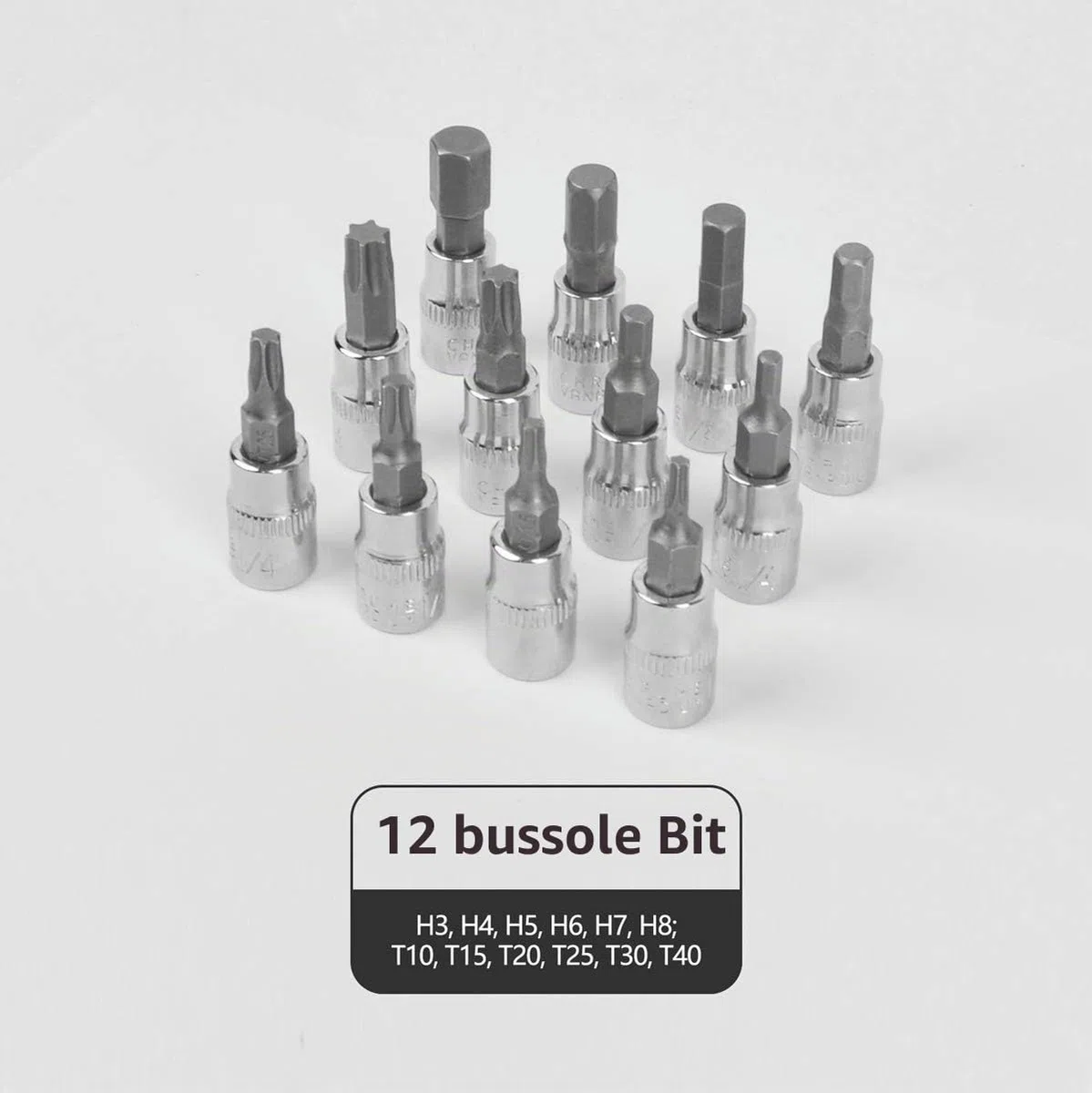 Gunpla 46 Pezzi Set di Chiavie a Cricchetto 1/4" Metrici 4-14mm, Inserti Torx PH SL e PZ, con Chiavi a Bussola 72 Denti in Cromo Vanadio Cr-V