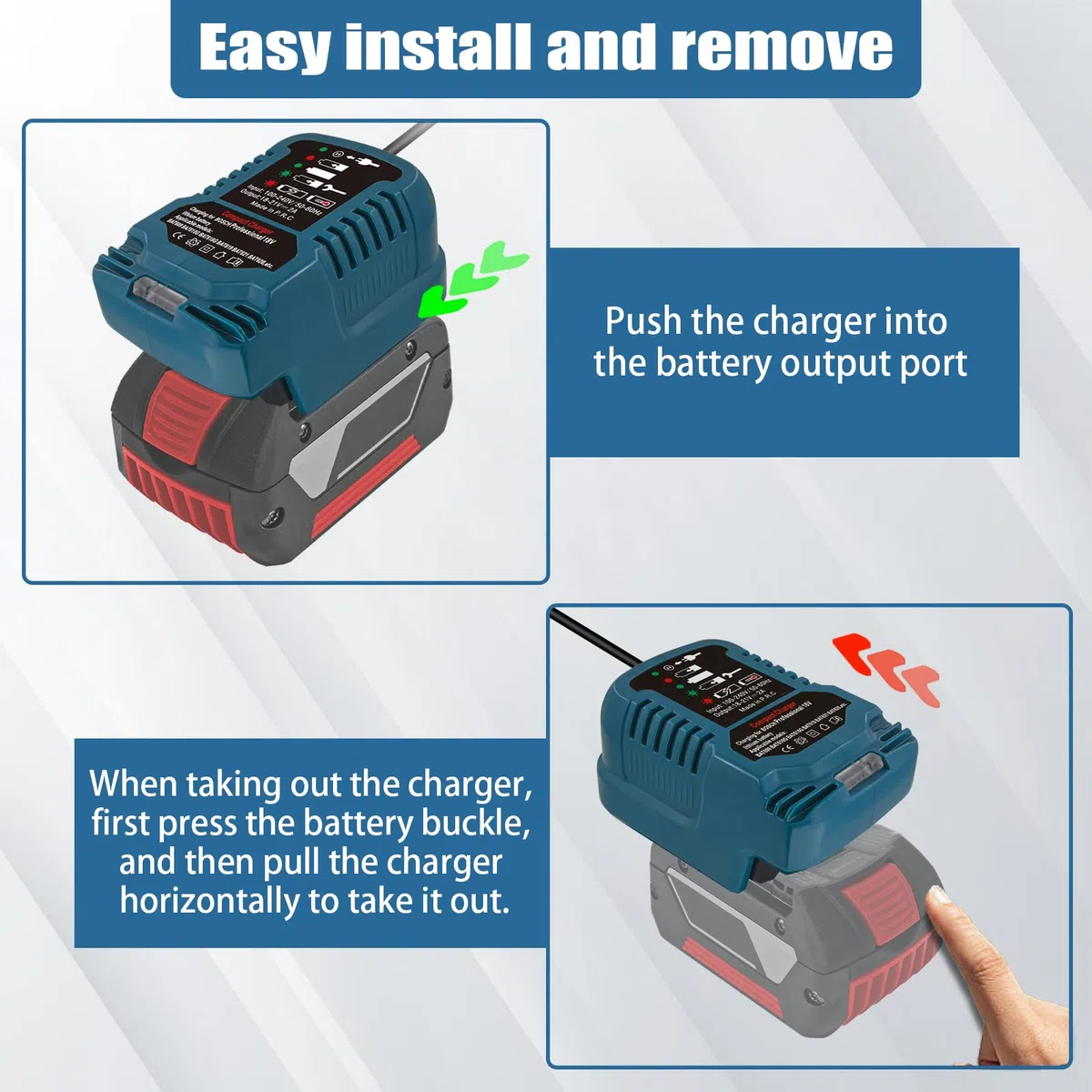 220 V per caricabatterie Bosch Professional 18 V GAL1880 CV Ricambio per batteria Bosch GBA 18 V BAT609 BAT610G BAT618G BAT619 (senza batteria)