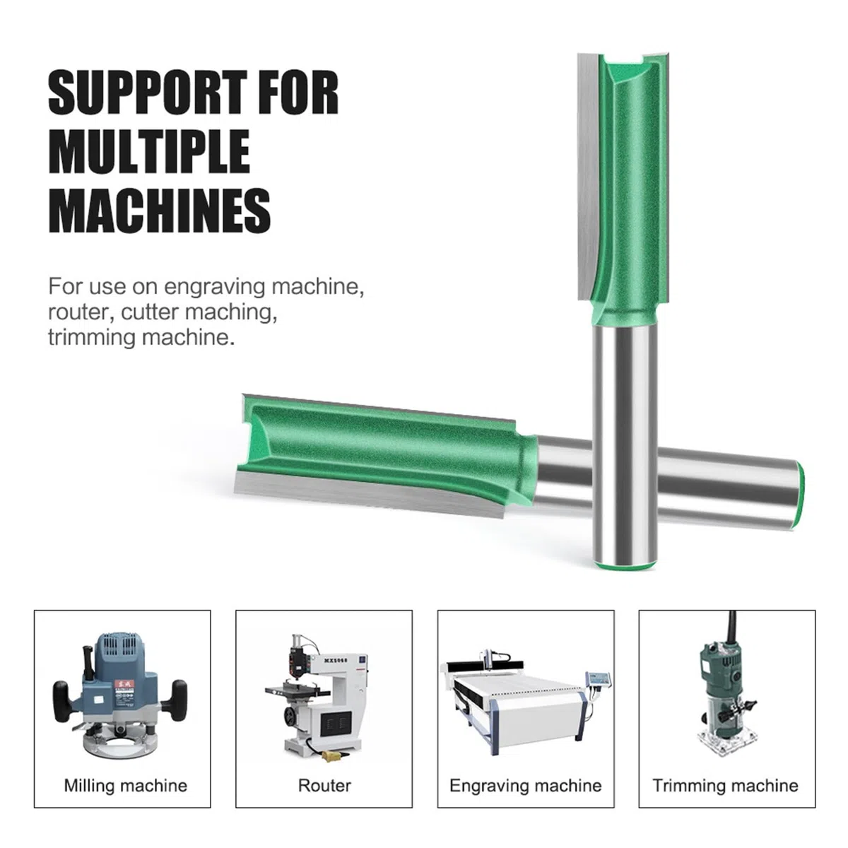6 Pezzi Frese per Legno, Set Fresa per Legno per Diverse Tacche di Profondità Diametro 3 mm, 4 mm, 5 mm, 6 mm, 7 mm, 8 mm Set di Frese