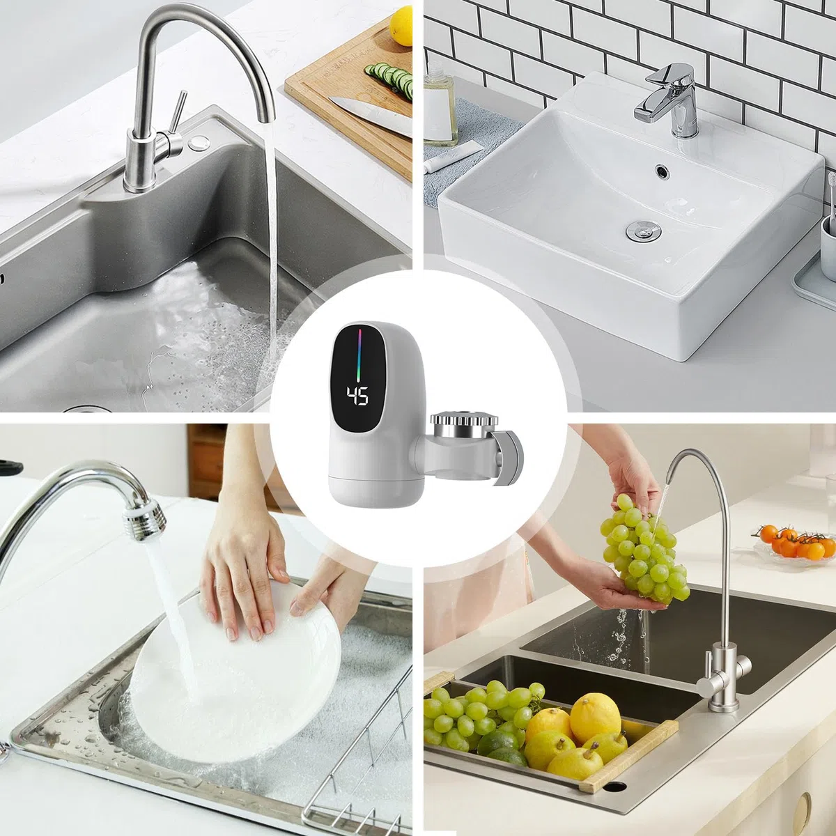 Rubinetto Acqua Calda Istantanea | Rubinetto Acqua Calda Istantanea Senza Serbatoio con Display LED Temperatura,Accessorio Elettrico da 3000 W per Hotel, Casa, Interno, Bagno e Cucina