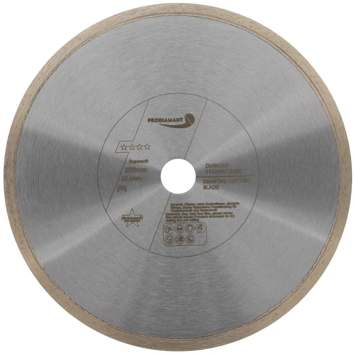 PRODIAMANT Disco per piastrelle Disco da taglio diamantato 250 mm x 25,4 mm Supersoft per frese a umido e macchine da tavolo
