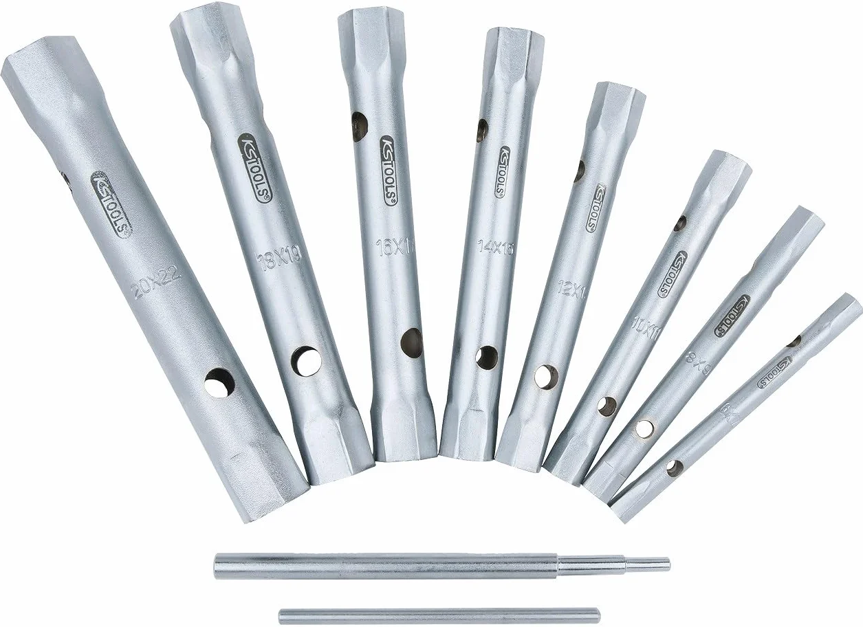 KS Tools 518.0900 Serie di Chiavi a Tubo Classic, 10 Pezzi, 6X7-20X22 mm