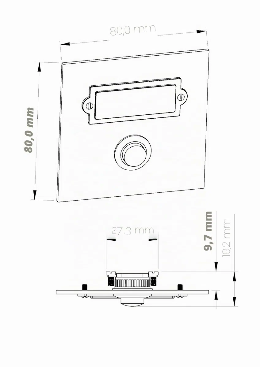 HUBER campanello a pulsante da incasso in acciaio inox - con targhetta - campanello a pulsante da incasso I in ottone - interruttore per campanello, campanello