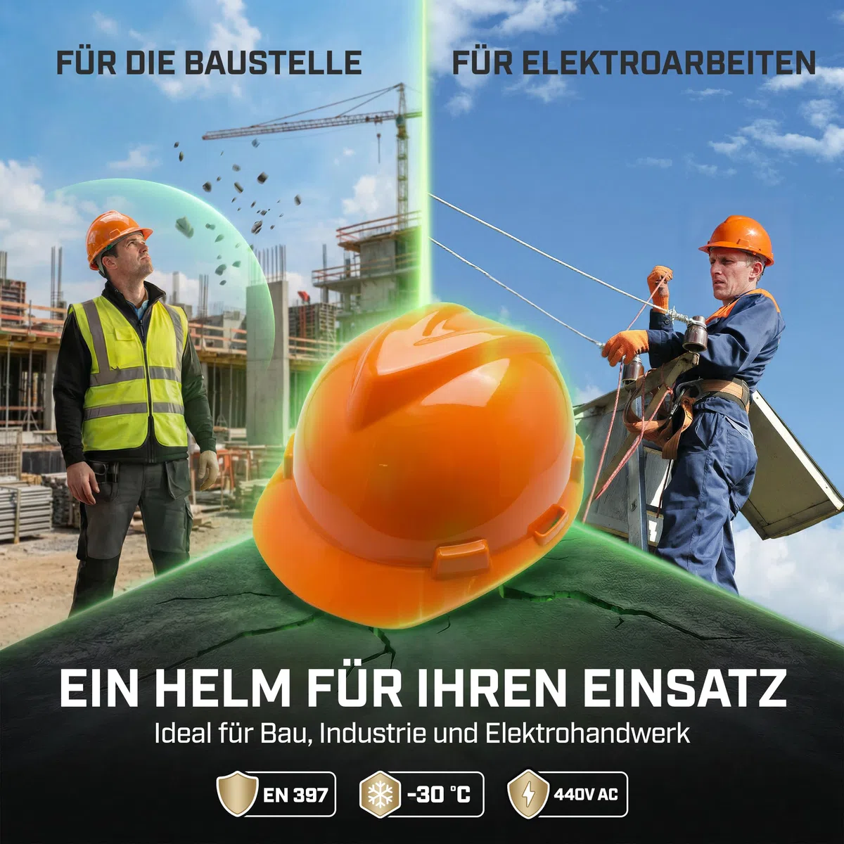 MSA Casco da costruzione V-Gard – non ventilato per cantieri e elettricisti – Casco leggero secondo DIN EN 397 per il lavoro