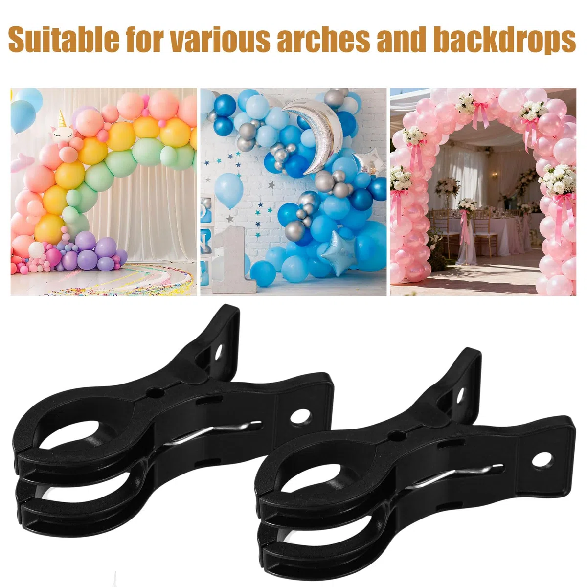 15pz Clip per Arco Palloncini, Clip Ghirlande di Palloncini Premium da 9x5cm Morsetto Impieghi Gravosi per Creazioni di Archi Compleanni Matrimoni Decorazioni (Nero)