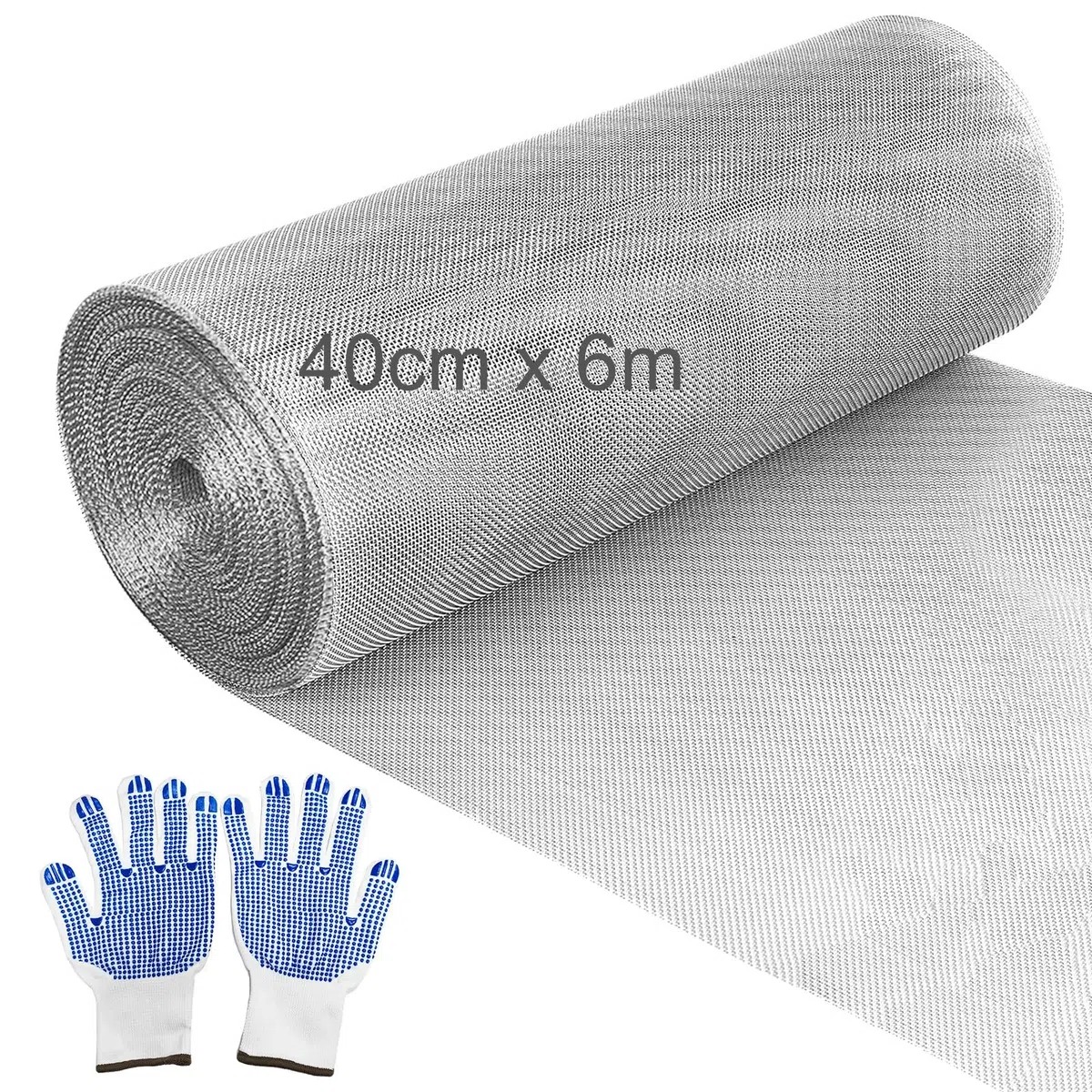Rete metallica per arvicole, 40 cm x 6 m, rete metallica per rete metallica, diametro foro 1 mm, larghezza linea 0,25 mm, griglia per topo, voliera, filo di pollo, 20 maglie