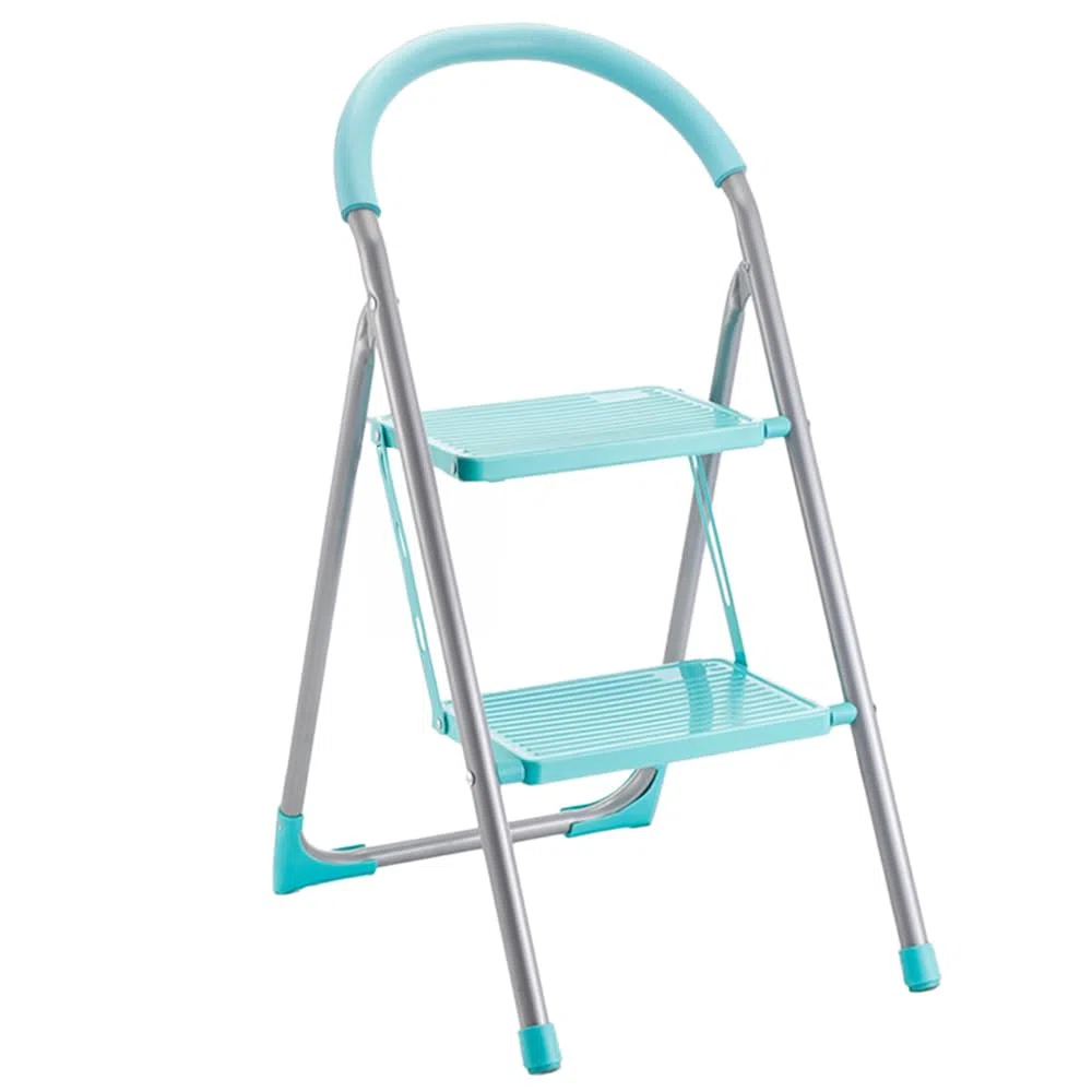 Scaletta 2 Gradini o 3 Gradini Pieghevole - Scala Leggera e Salvaspazio in Acciaio a Uso Domestico - Sgabello Fai da Te uso Interno ed Esterno Antiscivolo Assortito