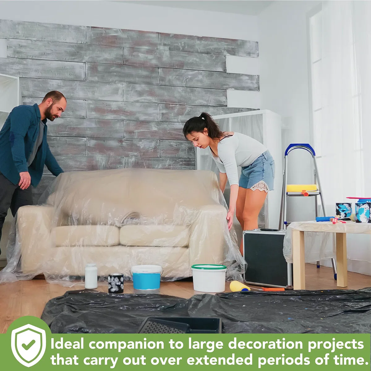 BLOSTM Teli Plastica per Coprire - 2 Grandi Teli Imbianchino, Telo Plastica Trasparente Robusto per la Protezione Di Tappeti e Mobili, Progetti di Decorazione e Fai Da Te - 2m x 50m - 2 PEZZI