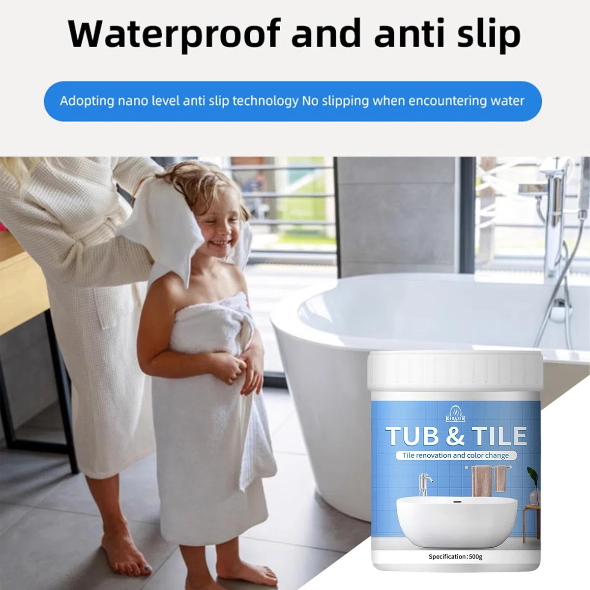 Vernice da bagno Gloss bianco, kit di riparazione della vasca da bagno, vernice per smalto da bagno, formula ad asciugatura veloce da 500 g per piastrelle, metallo, doccia, lavandino, mobili, patatine