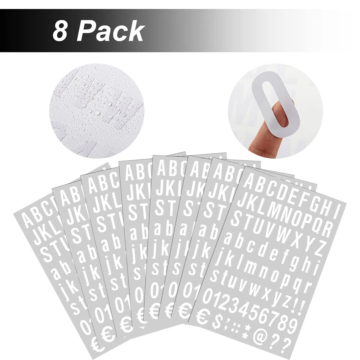 Kit di 8 Fogli Lettere Numeri Autoadesivi in Vinile, Adesivo di Numeri di Cassetta Postale per Segni, Finestre, Porte, Automobili, Casa, Affari, Numero di Indirizzo (Bianco, 2 Pollici)