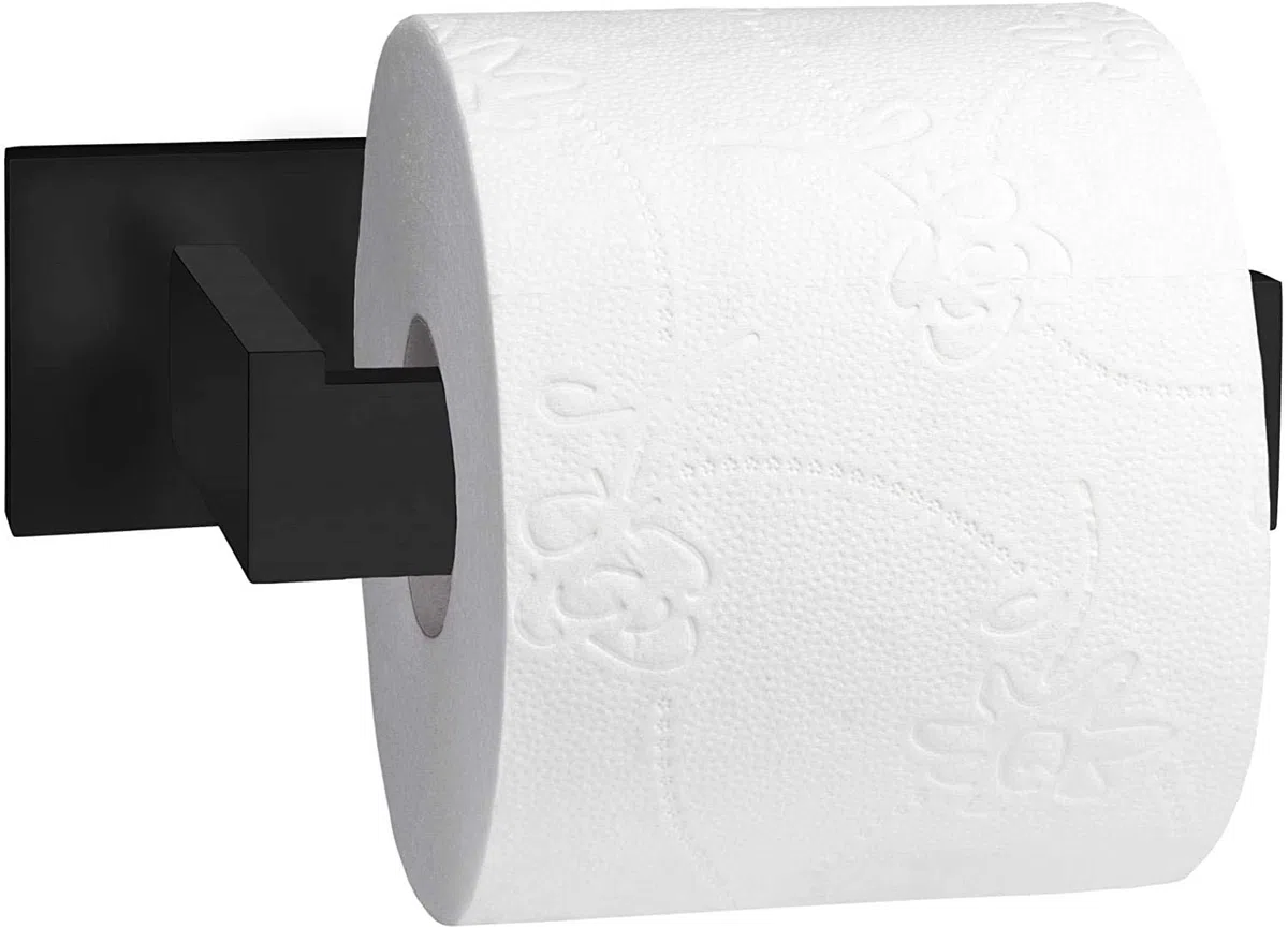 YUET Porta Rotolo Carta Igienica In Acciaio Inox 304 Cromato, Montaggio a Viti, Per Bagno e Cucina Toilette, Rotondo, Nero Opaco
