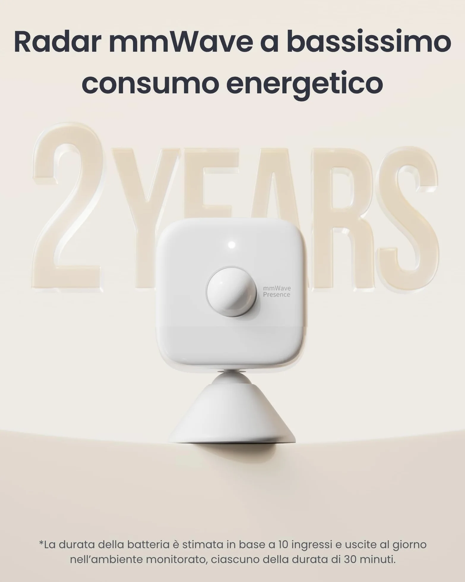 SwitchBot Sensore Movimento mmWave - Sensore di Presenza e di Movimento Smart Home, Controllo Luci e Dispositivi, Allarme di Sicurezza, Rilevamento Dinamico, Alexa Apple Home via SwitchBot Hub, 2 Anni