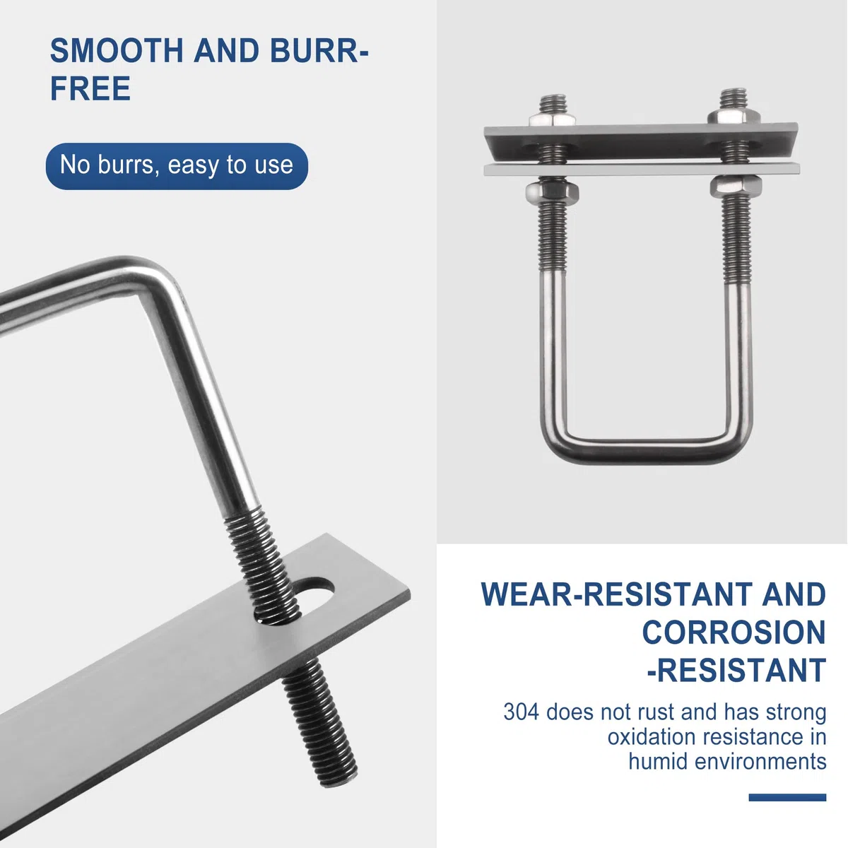 Bulloni Acciaio Inox M8, 8 Pezzi U-Bolts, Bullone a U Quadrati, Staffe a U Con Dado Piastra Telaio E Rondella, Quadrati Bulloni U Per Serraggio Tubi, Traino Auto Barche