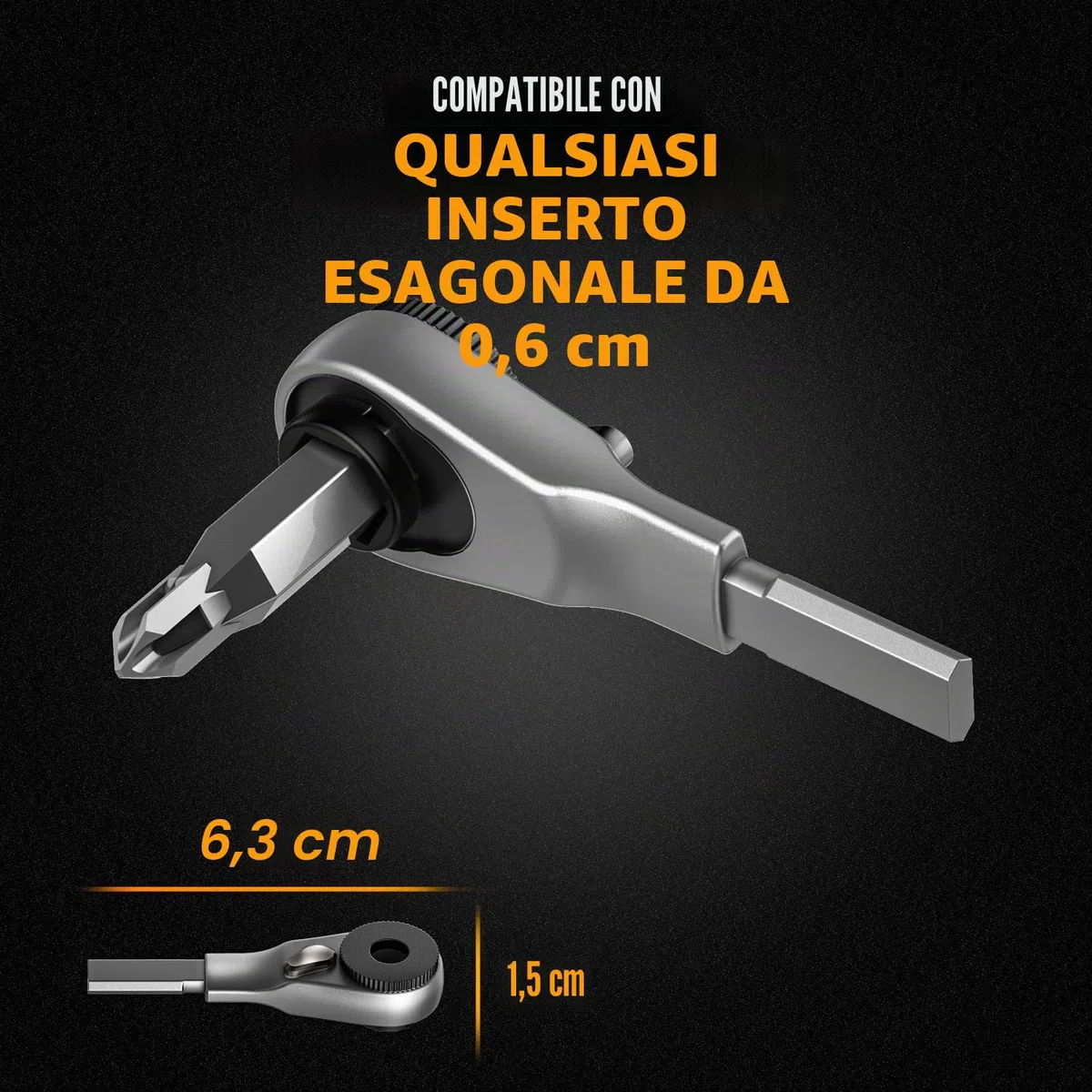 GALVANOX Set di punte e cricchetto a punta piatta per multi-utensili, progettato per l'uso con modelli Leatherman, cacciavite a cricchetto, acciaio spazzolato (kit di accessori EDC da 2 pezzi)