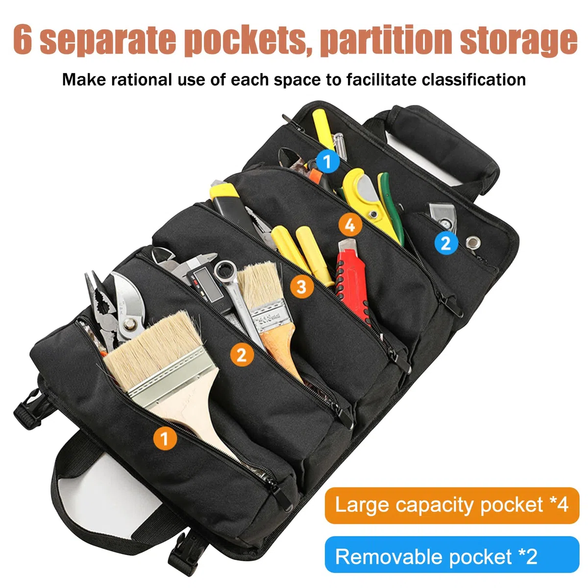 JSTHHTT Borsa Attrezzi Lavoro, Borsa per Attrezzi Arrotolabile, Hardware Tools Bag Borsa Porta Attrezzi Piccola Marsupio in Tela Oxford, Astuccio Porta Utensili Per Elettricisti/Falegnami/Idraulici