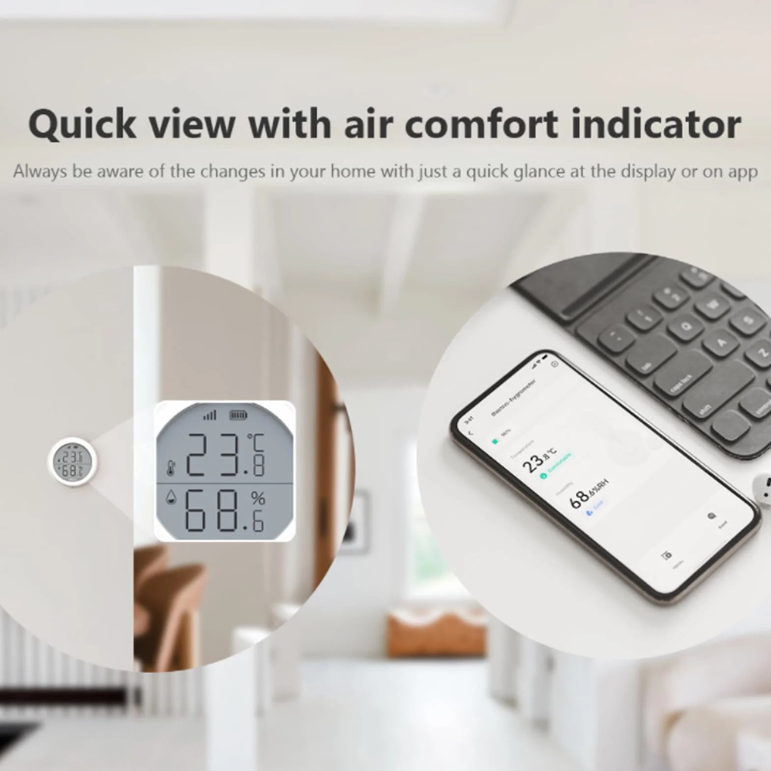 Imou ZTM1 - Sensore di temperatura WiFi, termometro igrometro, sensore di umidità intelligente per interni, con allarme e memorizzazione dei dati, per baby garage