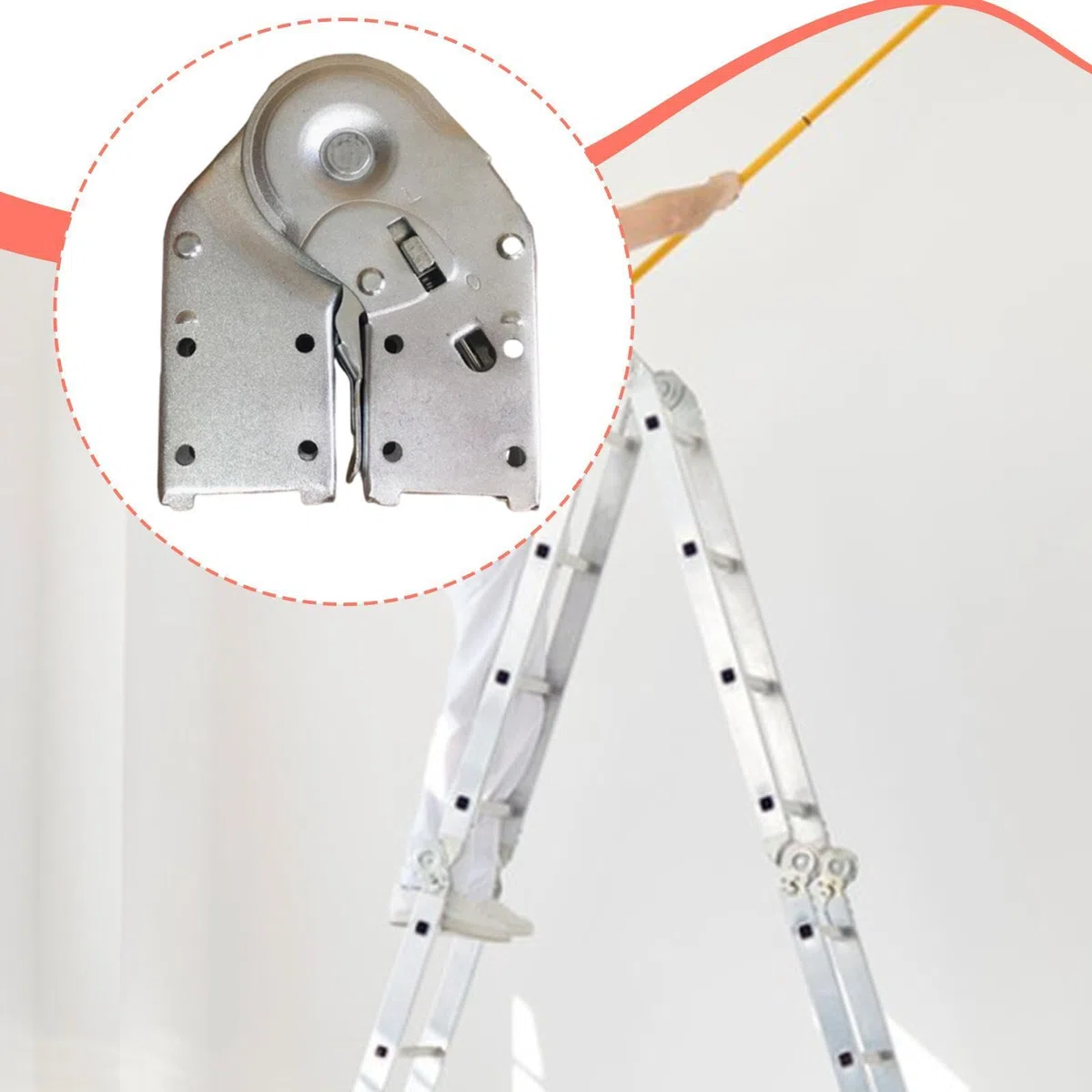 Cerniera per scala a pioli, giunto di bloccaggio pieghevole, staffa in acciaio, bulloni inclusi, accessori per casa, cantiere, robuste parti di, Interfaccia 58x21mm