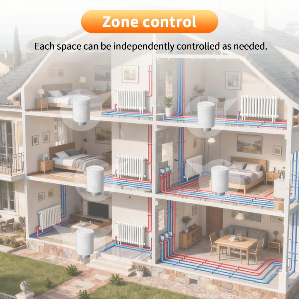 Termostato Radiatore ZigBee AR331-WZ, Valvola termostatica intelligente per termosifoni, Risparmio Energetico, Controllo tramite APP o comando vocale (Alexa e Google Assistant)