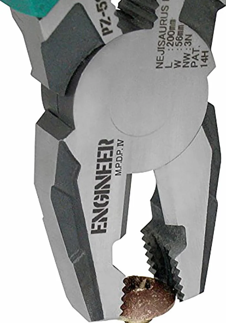 Large multi function combi pliers with neji-saurus 'damaged screw' extracting jaws. Made in Japan. Engineer pz-59