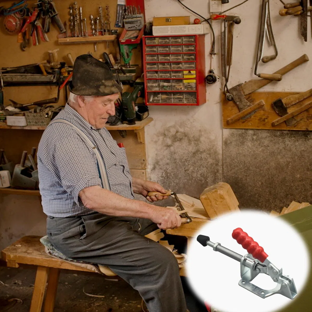 2 Pezzi Grandi Morsetti a Barra di Spinta con Vite di Ricambio, Morsetto a Ginocchiera Rapido Morsetto di Serraggio Regolabile Orizzontale Morsetti da Falegname 136 KG per Modellismo Carpenteria