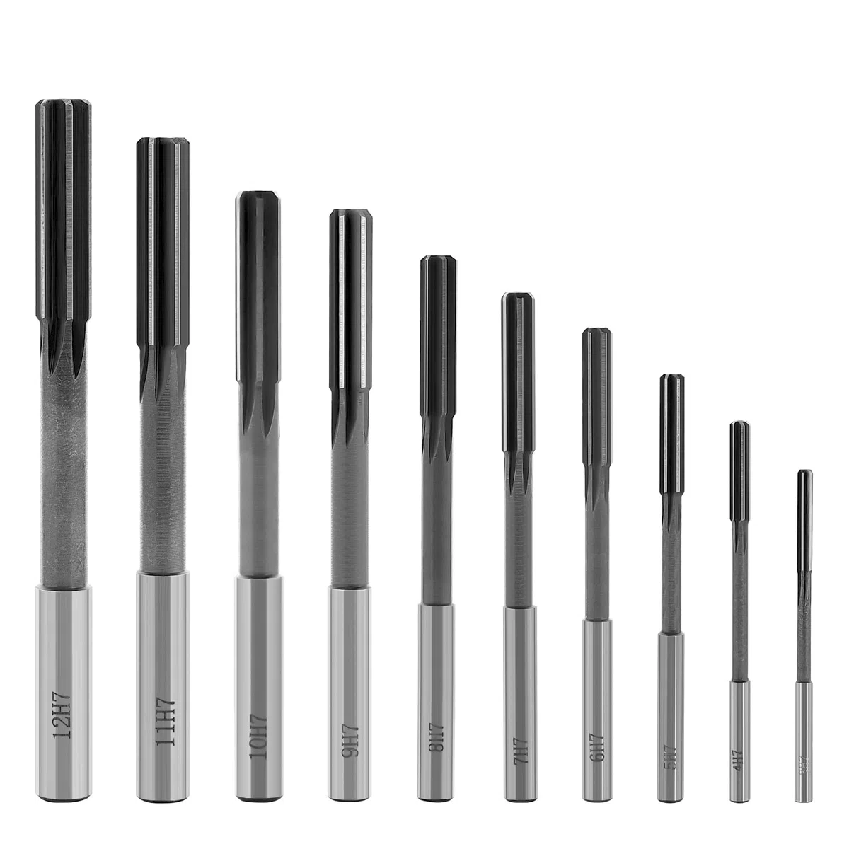 Vogueing, set di alesatori in acciaio HSS, gambo dritto, alesatori a macchina HSS con gambo dritto, 10 pezzi (3-12 mm) H7