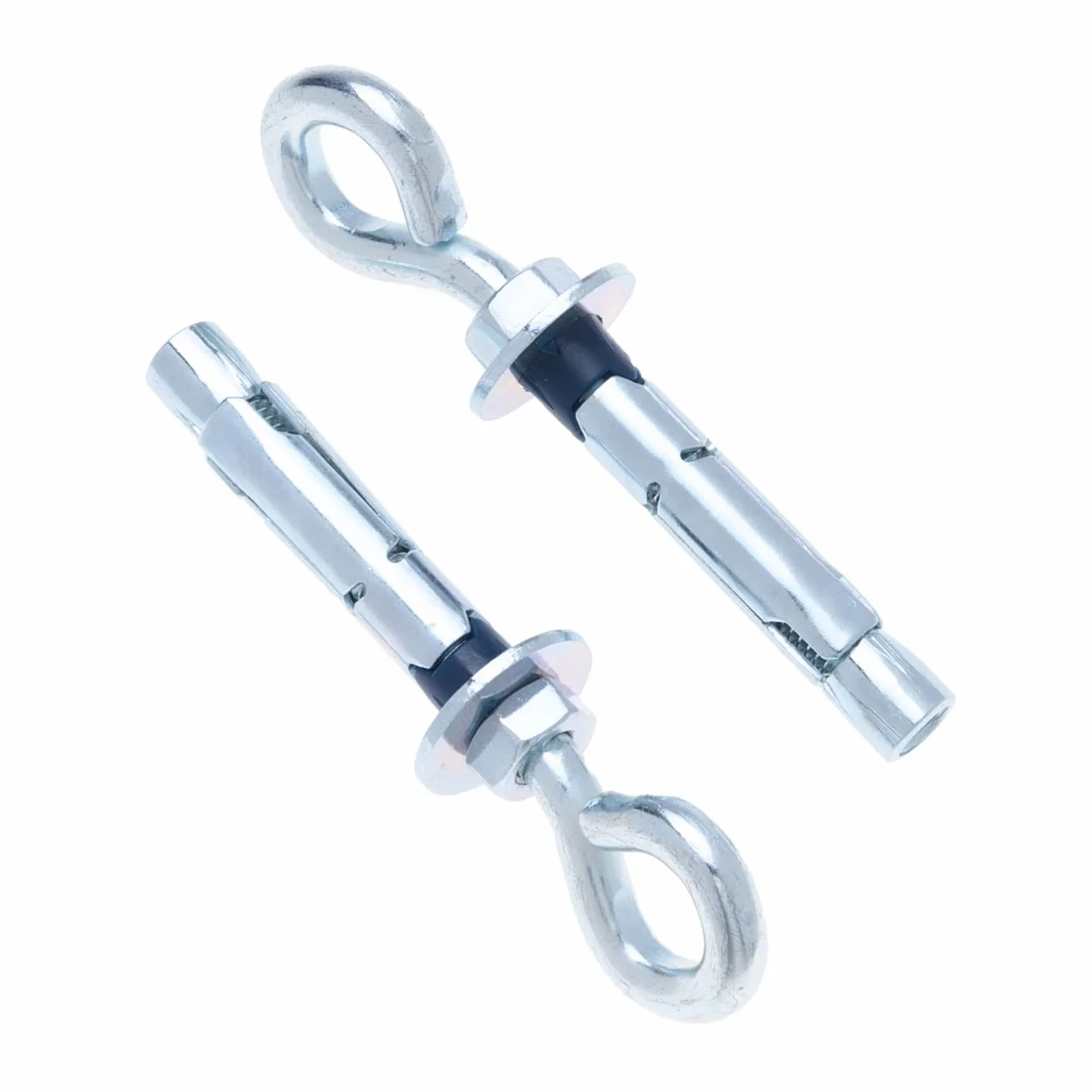 M10 Bullone a occhiello per pareti in calcestruzzo con tassello in acciaio expandabe, 12mm manicotto di metallo e 10x70mm bullone di ancoraggio a gancio con dado esagonale, per materiali solidi (4pz)