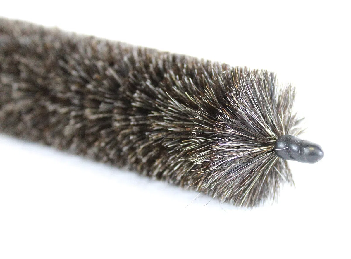 Pullach Hof - Spazzola per termosifone a testa corta, con setole in pelo di capra, filo in acciaio INOX rivestito in plastica, lunghezza 115 cm, con testa corta 23,5 cm