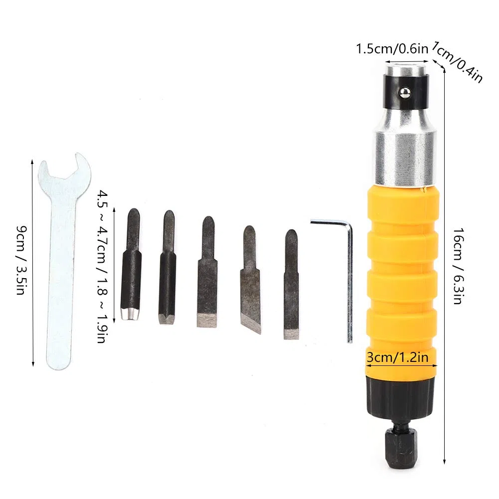 Set di strumenti per carpenteria con scalpello intaglio elettrico per la lavorazione del legno Manico giallo senza sforzo con set di strumenti per chiavi