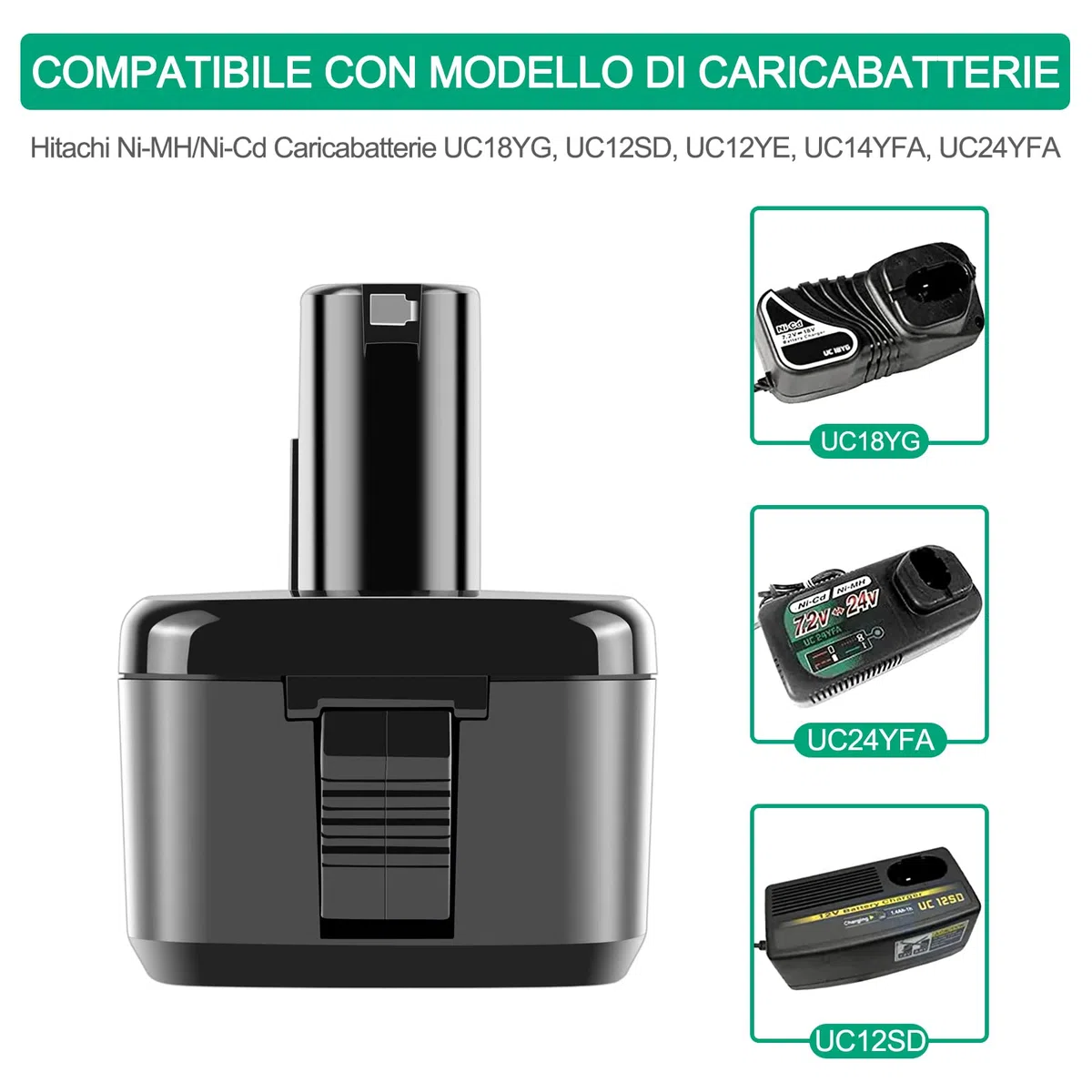 3,5Ah 12V Ni-MH EB1212S Sostituire Batteria per Hitachi 12V EB1214L EB1214S EB1220BL EB1220HL EB1220HS EB1220RS EB1222HL EB1226HL EB1230HL EB1230R EB1230X EB1233X