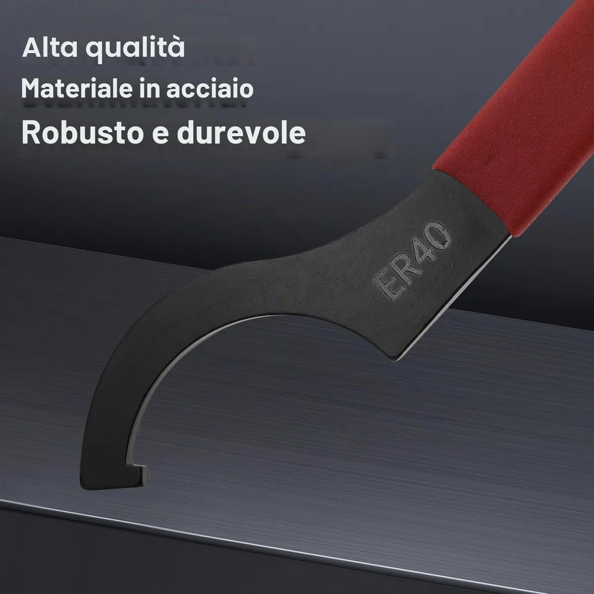 Set di 5 chiavi a gancio, set di chiavi regolabili con impugnatura antiscivolo, chiavi per ammortizzatori in acciaio, set di chiavi per filettatura, utensile per ammortizzatori
