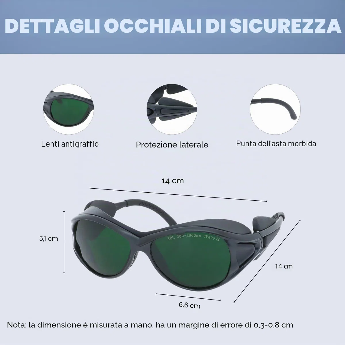 MCWlaser IPL Occhiali Protezione Laser degli Occhi per Depilazione, IPL 200nm-2000nm Occhiali Protettivi UV400 Occhiali abbronzanti Cosmetologia Protezione degli Occhi