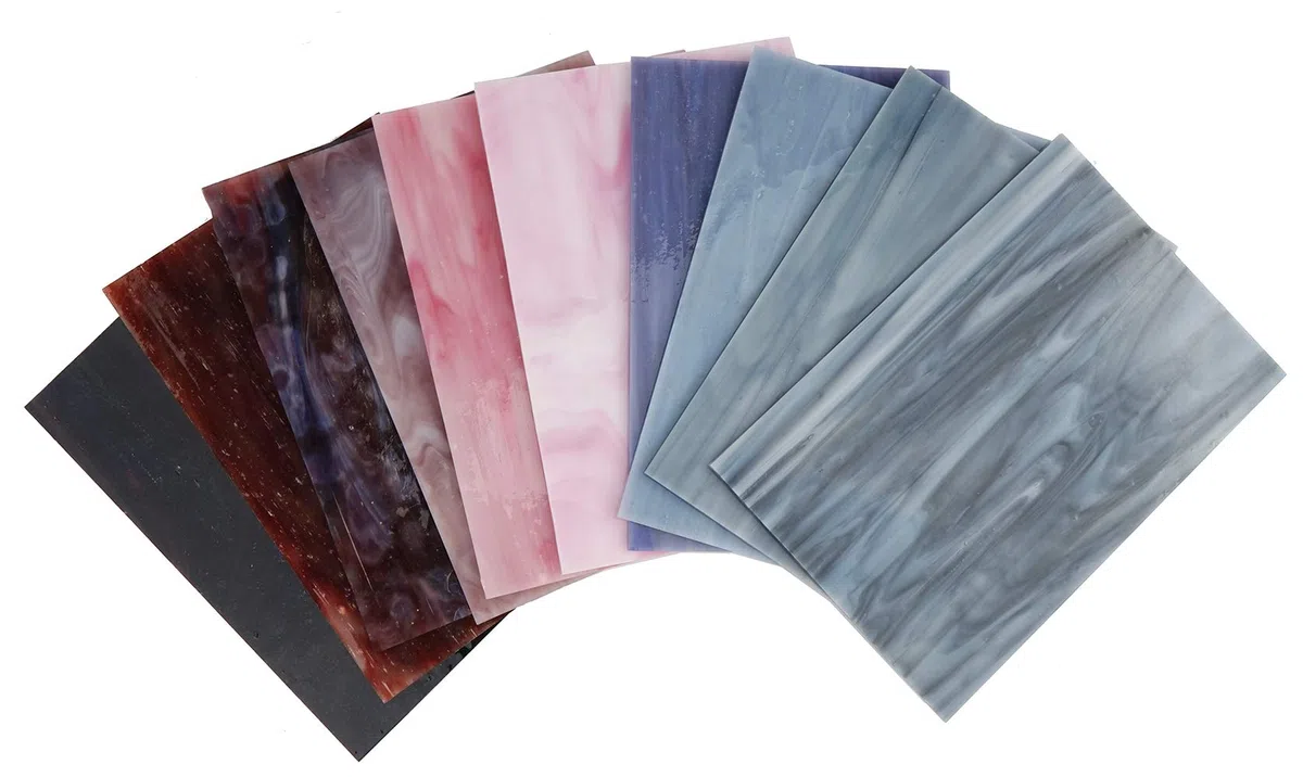 Lanyani - 10 lastre di vetro opalino colorato, 10,2 x 15,2 cm, vetro Tiffany, texture miste