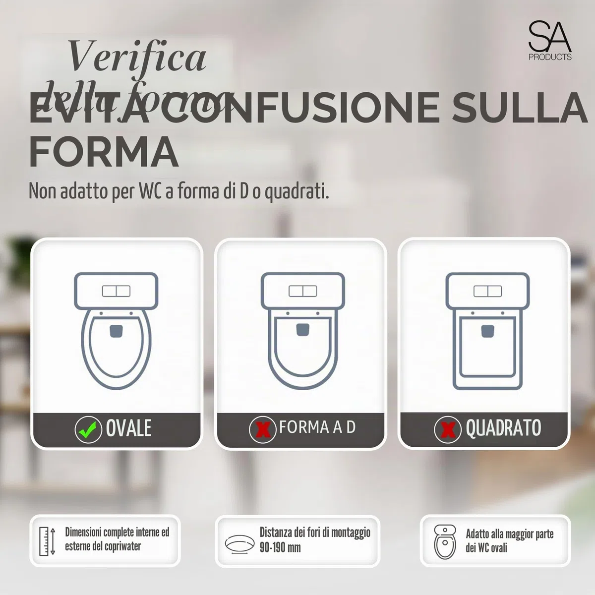 Tavoletta WC Universale con Chiusura Rallentata e Sgancio Rapido - Copriwater Bianco in Termoindurente con Cerniere Regolabili in ABS - Sedile WC Universale 44,1x36,5x5cm - Accessori Bagno